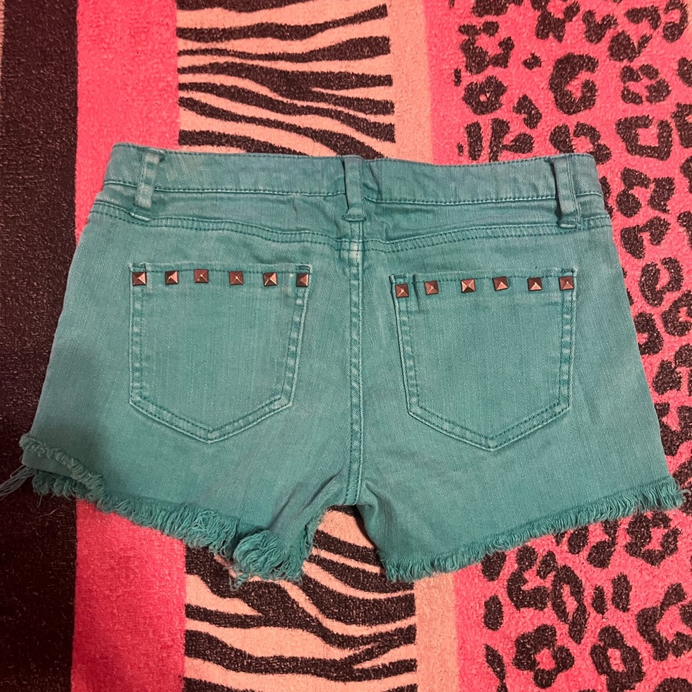 Vintage Forever 21 teal studded Jean shorts